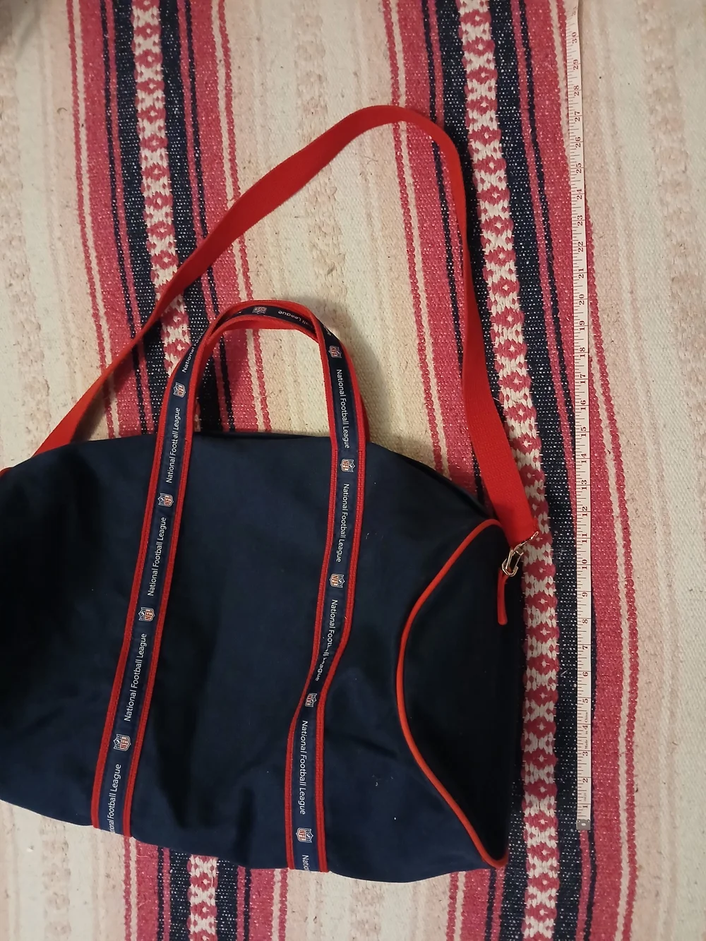 Vintage NFL Round Canvas Zip-Up Duffle Weekender Bag With Strap